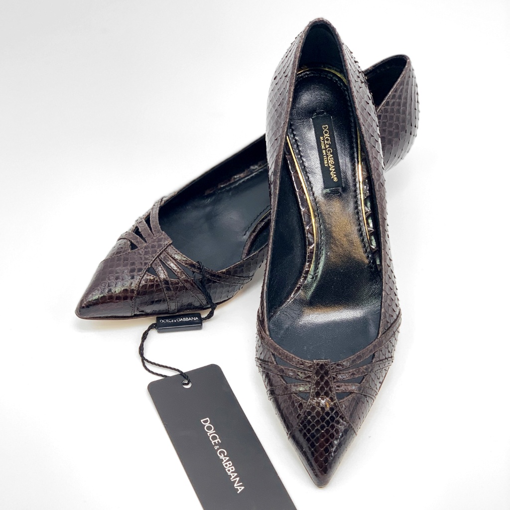 Nib Dolce & Gabbana Python Leather Kitten Heels